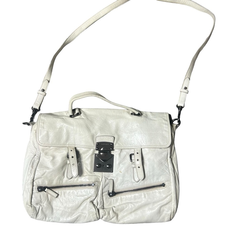 Miu Miu RN0727 Qjb Nappa Shine Nube / F0424 Calfskin Tote Bag AUTHENTIC